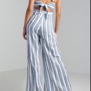 Akira Striped Split Wide Leg Jumpsuit